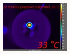 Thermal image — Sapphire-BNA at 12 mJ/cm², 33 °C